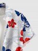 Hibiscus Flower Leaf Print Buttons Pocket Hawaii Shirt For Men -  