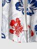 Hibiscus Flower Leaf Print Buttons Pocket Hawaii Shirt For Men -  