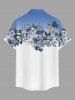 Flowers Leaf Ombre Print Buttons Pocket Hawaii Shirt For Men -  