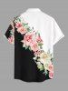 Rose Flower Leaf Colorblock Print Buttons Pocket Hawaii Shirt For Men -  