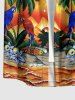 Coconut Tree Flowers Leaf Parrot Print Buttons Pocket Hawaii Shirt For Men -  