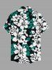 Hibiscus Flower Leaf Print Buttons Pocket Hawaii Shirt For Men -  