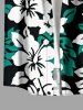 Hibiscus Flower Leaf Print Buttons Pocket Hawaii Shirt For Men -  