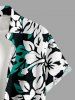 Hibiscus Flower Leaf Print Buttons Pocket Hawaii Shirt For Men -  