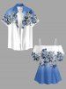 Flowers Leaf Ombre Print Cold Shoulder Ruffles Cover Hawaii Blouse -  