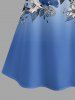Flowers Leaf Ombre Print Cold Shoulder Ruffles Cover Hawaii Blouse -  