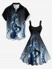 Halloween Octopus Spider Web Ombre Print Tank Dress(Adjustable Shoulder Strap) -  