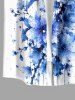 Flowers Paint Splatter Print Buttons Pocket Hawaii Shirt For Men -  
