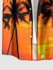 Coconut Tree Sun Ombre Print Buttons Pocket Hawaii Shirt For Men -  