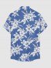 Chemise hawaïenne pour homme à imprimé fleurs et feuilles, avec boutons et poche - Bleu Ciel S