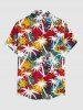 Colorful Paint Splatter Coconut Tree Print Buttons Pocket Hawaii Shirt For Men -  