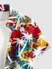 Colorful Paint Splatter Coconut Tree Print Buttons Pocket Hawaii Shirt For Men -  