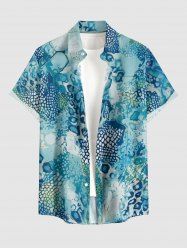 Coral Micro-biological Sea Print Buttons Pocket Hawaii Shirt For Men -  