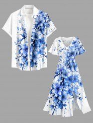 Flowers Paint Splatter Print Matching Hawaii Beach Outfit For Couples -  