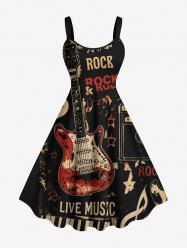 Robe débardeur hawaïenne à imprimé Rock Guitar Stereo (bretelles ajustables) - Noir 2X