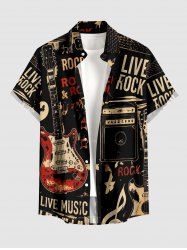 Rock Guitar Stereo Print Buttons Pocket Hawaii Shirt For Men -  