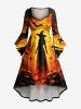 Halloween Pumpkin Castle Bat Cross Witches Print Matching Outfit For Couples -  