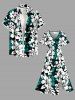 Hibiscus Flower Leaf Print Matching Hawaii Beach Outfit For Couples -  