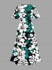 Hibiscus Flower Leaf Print Matching Hawaii Beach Outfit For Couples -  