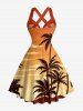 Coconut Tree Ombre Sky Print Matching Hawaii Beach Outfit For Couples -  