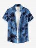 Tenue de plage hawaïenne assortie pour couples à imprimé cocotier et feuilles tropicales - Bleu 
