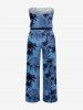 Tenue de plage hawaïenne assortie pour couples à imprimé cocotier et feuilles tropicales - Bleu 
