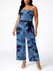 Tenue de plage hawaïenne assortie pour couples à imprimé cocotier et feuilles tropicales - Bleu 