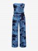 Tenue de plage hawaïenne assortie pour couples à imprimé cocotier et feuilles tropicales - Bleu 
