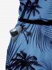Tenue de plage hawaïenne assortie pour couples à imprimé cocotier et feuilles tropicales - Bleu 