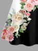 Rose Flower Leaf Colorblock Print Matching Hawaii Beach Outfit For Couples -  