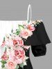 Rose Flower Leaf Colorblock Print Matching Hawaii Beach Outfit For Couples -  