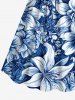 Tenue de plage hawaïenne assortie à imprimé fleurs et feuilles pour couples - Bleu profond 
