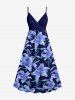 Tenue de plage hawaïenne assortie pour couple, à imprimé fleurs et feuilles - Bleu profond 