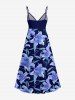 Tenue de plage hawaïenne assortie pour couple, à imprimé fleurs et feuilles - Bleu profond 