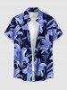 Tenue de plage hawaïenne assortie pour couple, à imprimé fleurs et feuilles - Bleu profond 
