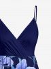 Tenue de plage hawaïenne assortie pour couple, à imprimé fleurs et feuilles - Bleu profond 