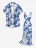 Flowers Leaf Print Matching Hawaii Beach Outfit For Couples -  