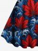 Tenue de plage hawaïenne assortie pour couple avec imprimé feuilles et vagues - Bleu profond 