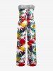 Colorful Paint Splatter Coconut Tree Print Matching Hawaii Beach Outfit For Couples -  