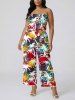 Colorful Paint Splatter Coconut Tree Print Matching Hawaii Beach Outfit For Couples -  
