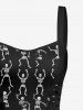 Robe débardeur lacée à imprimé squelette Halloween - Noir XXL