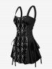 Robe débardeur lacée à imprimé squelette Halloween - Noir XXL