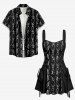 Robe débardeur lacée à imprimé squelette Halloween - Noir XXL