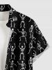 Chemise homme à imprimé squelette d'Halloween, avec boutons et poche - Noir S