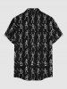 Halloween Skeleton Print Buttons Pocket Shirt For Men -  