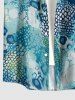 Chemise hawaïenne pour homme à imprimé mer microbiologique corail, avec boutons et poche. - Paon Bleu S