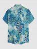 Chemise hawaïenne pour homme à imprimé mer microbiologique corail, avec boutons et poche. - Paon Bleu S