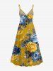 Robe caraco cache-cœur hawaïenne à imprimé fleurs et feuilles - Deep Yellow 3X
