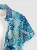 Chemise hawaïenne pour homme à imprimé mer microbiologique corail, avec boutons et poche - Paon Bleu XL