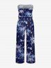 Coconut Tree Mountain Print Hawaii Pocket Jumpsuit with Removable Belt and Shoulder Strap -  